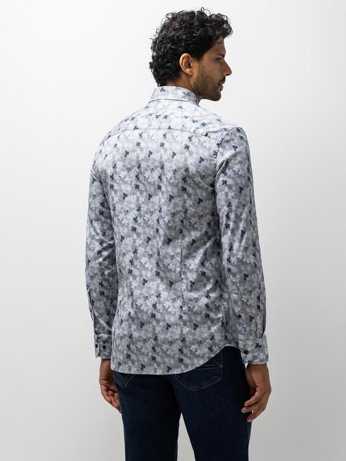 State of Art regular fit casual overhemd met print grijsblauw midnight - Foto 7