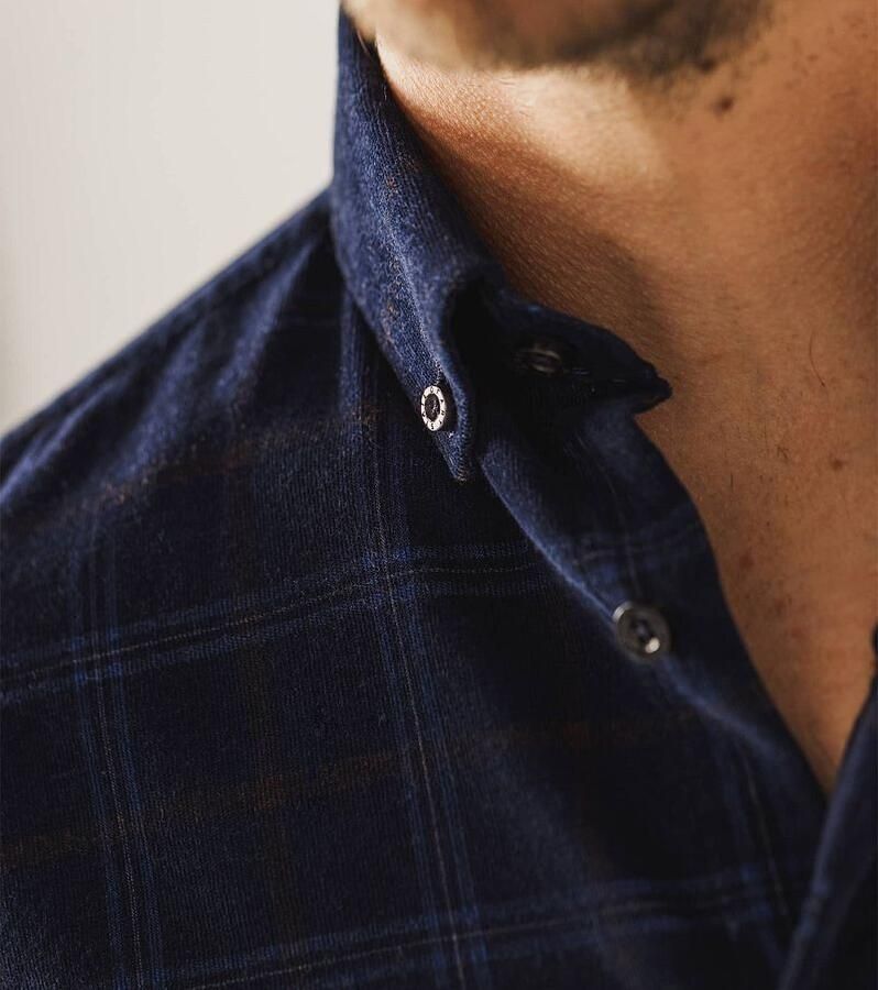 State Of Art Overhemd Lange Mouw Overhemd Fine Corduroy Ruit Navy