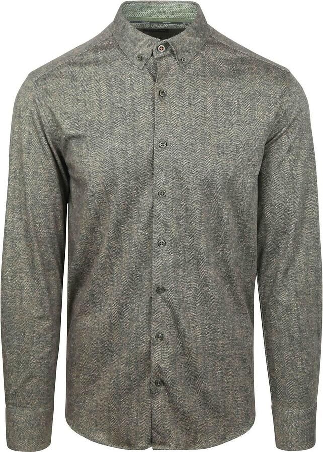 State of Art Overhemd Jersey Herringbone Groen