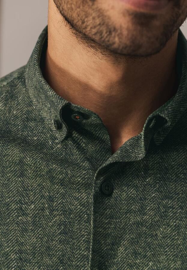 State Of Art Overhemd Lange Mouw Overhemd Jersey Herringbone Groen - Foto 4