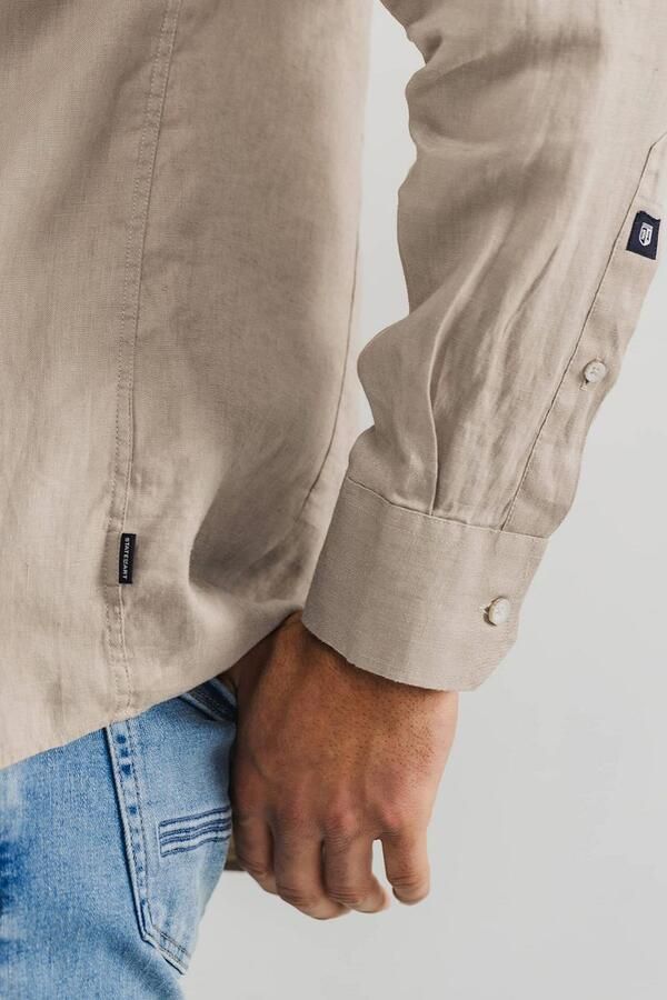 State Of Art Overhemd Lange Mouw Overhemd Linnen Bruin