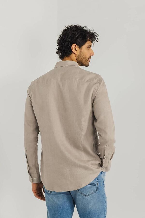 State Of Art Overhemd Lange Mouw Overhemd Linnen Bruin - Foto 2