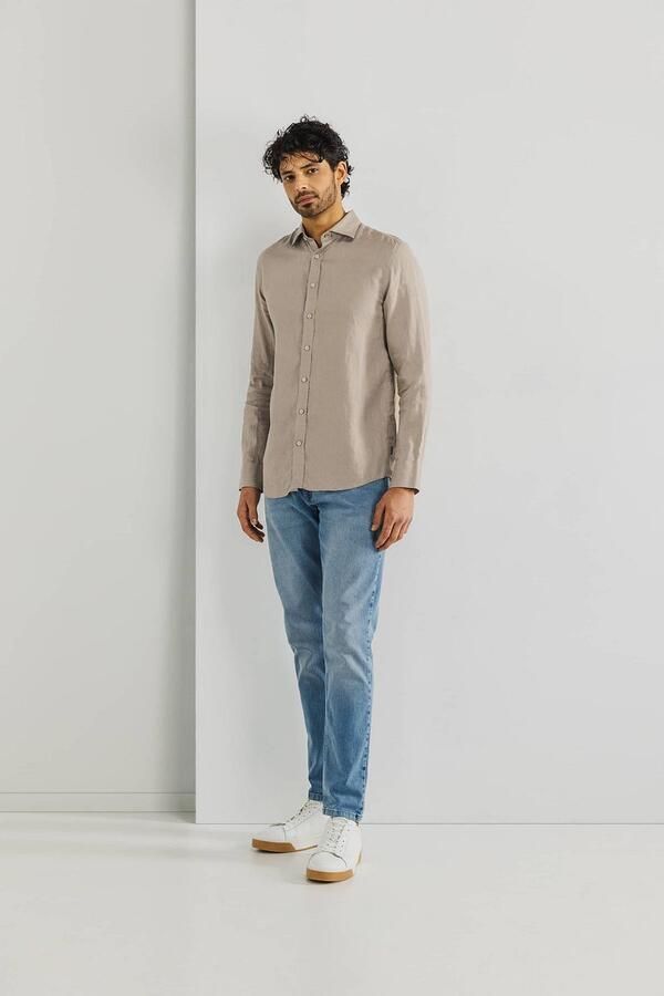 State Of Art Overhemd Lange Mouw Overhemd Linnen Bruin - Foto 3