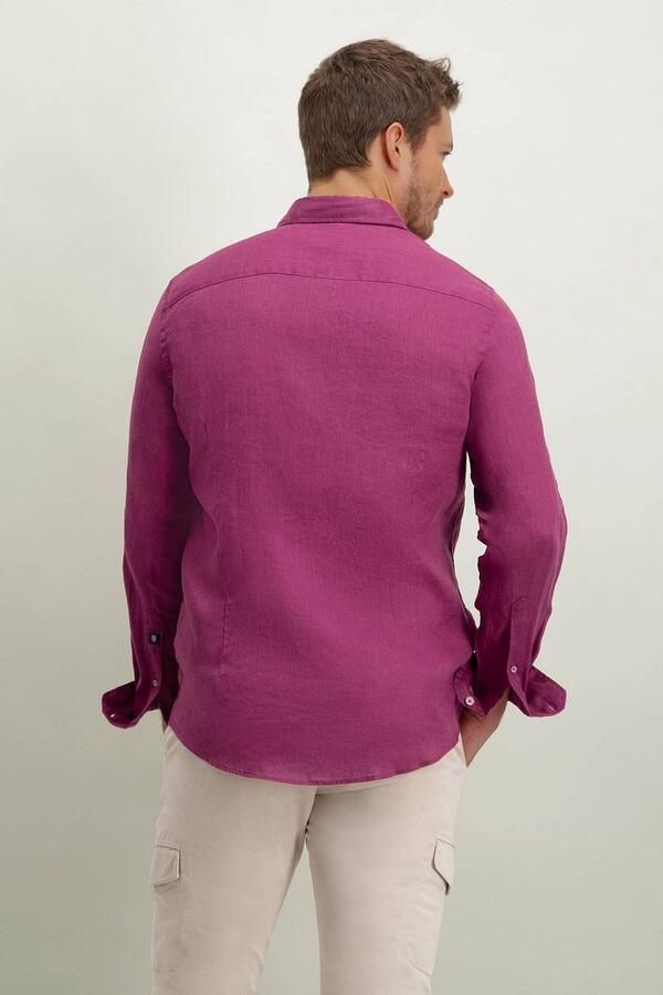State Of Art Overhemd Lange Mouw Overhemd Linnen Kersenrood - Foto 2