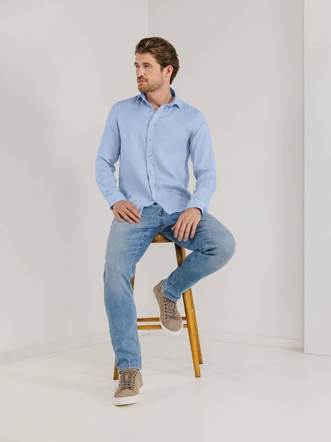 State Of Art Overhemd Lange Mouw Overhemd Linnen Lichtblauw - Foto 2