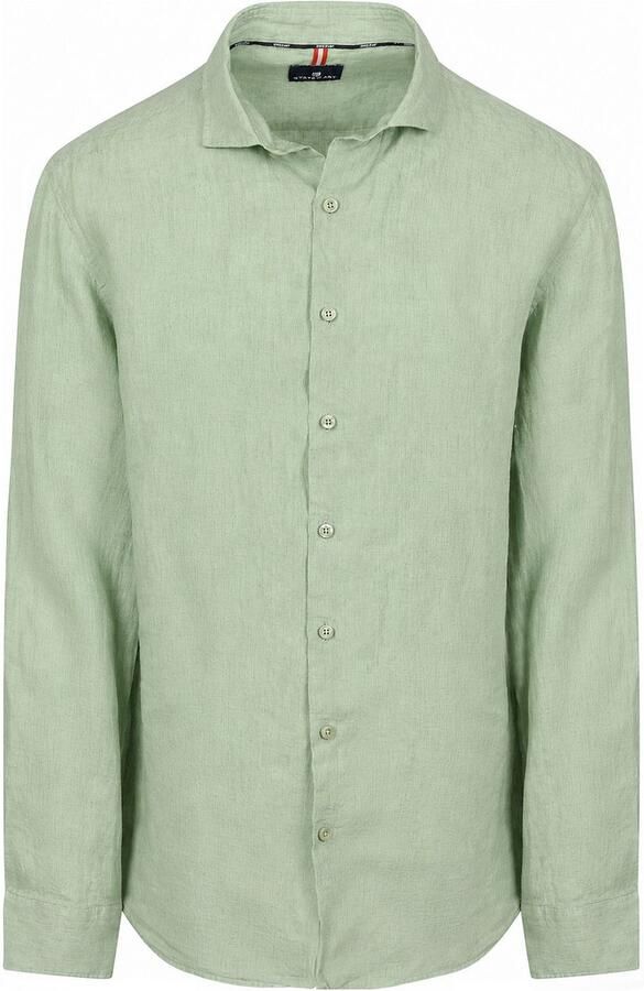 State of Art regular casual overhemd met linnen groen - Foto 2