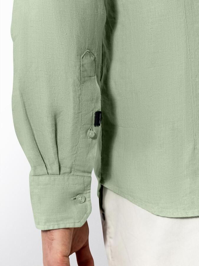 State of Art regular casual overhemd met linnen groen - Foto 4