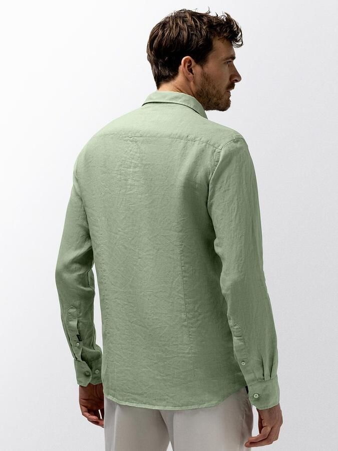 State of Art regular casual overhemd met linnen groen - Foto 5