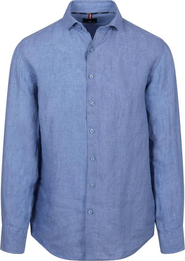 State Of Art Overhemd Lange Mouw Overhemd Linnen Mid Blauw - Foto 3