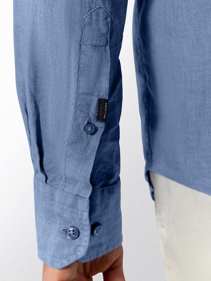State Of Art Overhemd Lange Mouw Overhemd Linnen Mid Blauw - Foto 4