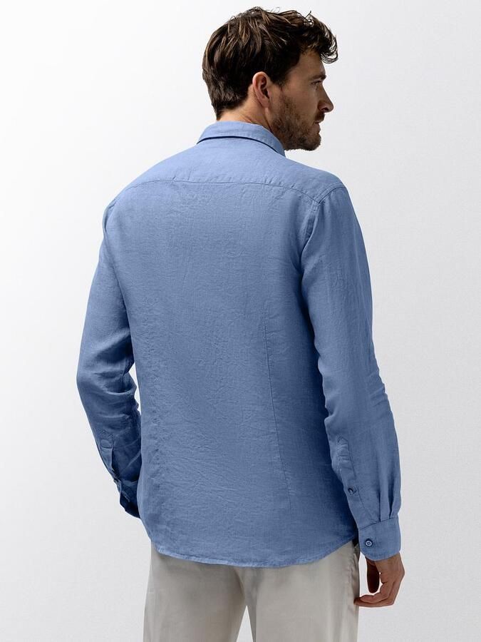 State Of Art Overhemd Lange Mouw Overhemd Linnen Mid Blauw - Foto 6