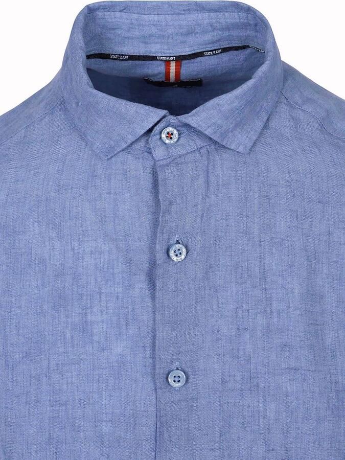 State Of Art Overhemd Lange Mouw Overhemd Linnen Mid Blauw - Foto 7