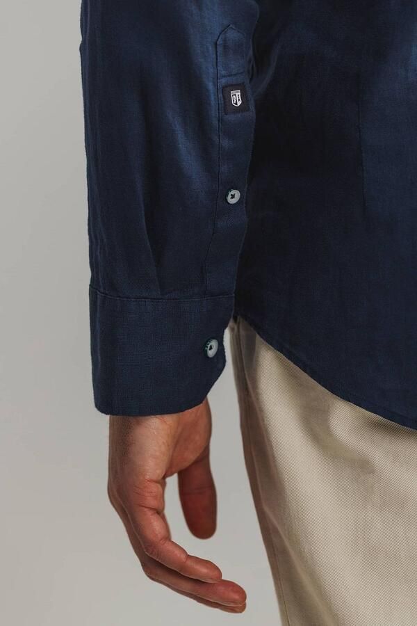 State Of Art Overhemd Lange Mouw Overhemd Linnen Navy