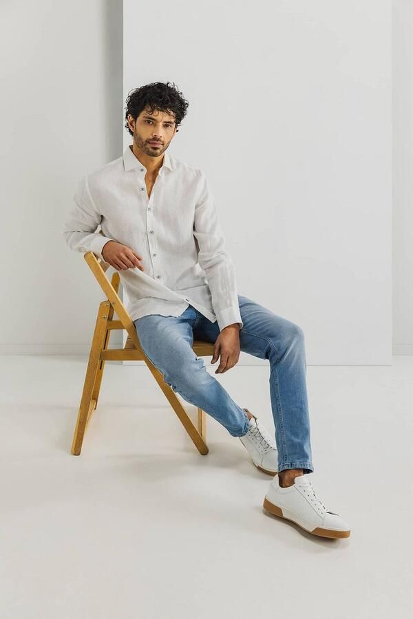 State Of Art Overhemd Lange Mouw Overhemd Linnen Wit