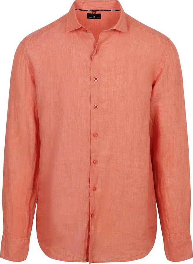 State of Art regular casual overhemd met linnen roze - Foto 3