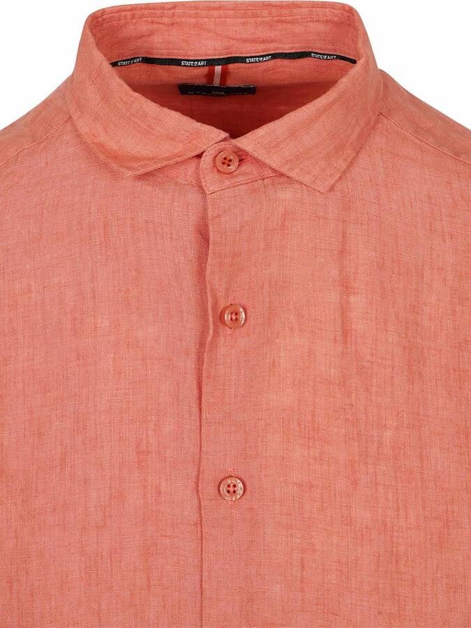 State of Art regular casual overhemd met linnen roze - Foto 7