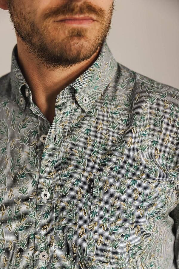 State of Art Overhemd Poplin Print Groen - Foto 3