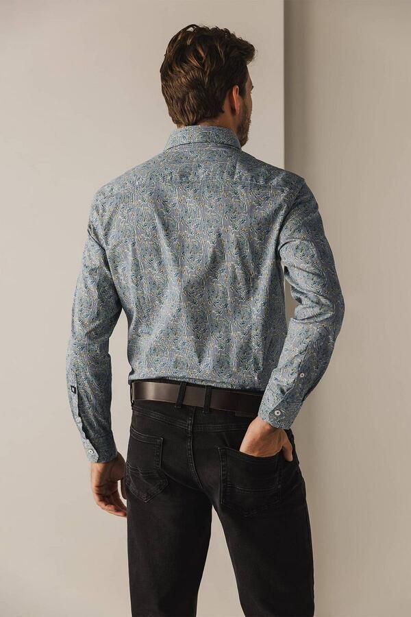 State of Art Overhemd Poplin Print Groen - Foto 5