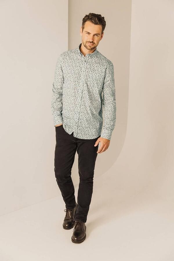 State Of Art Overhemd Lange Mouw Overhemd Poplin Print Lichtblauw - Foto 2