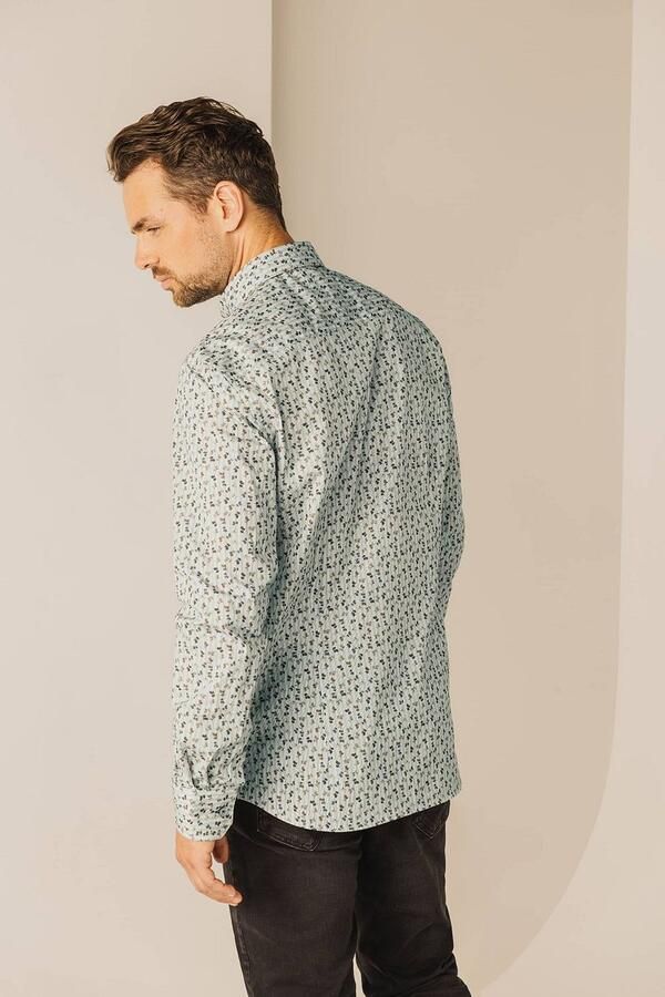 State Of Art Overhemd Lange Mouw Overhemd Poplin Print Lichtblauw - Foto 3