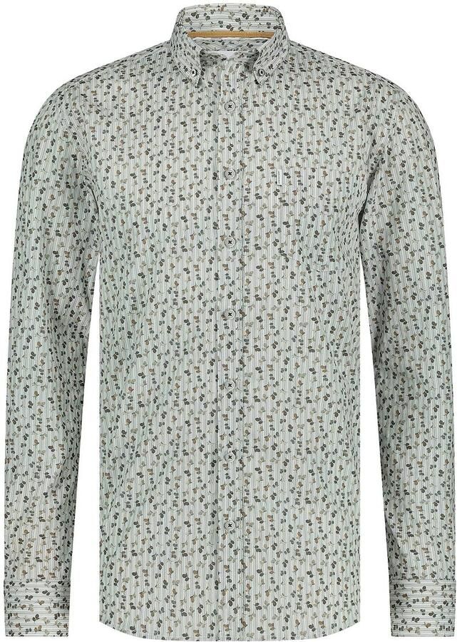 State Of Art Overhemd Lange Mouw Overhemd Poplin Print Lichtblauw