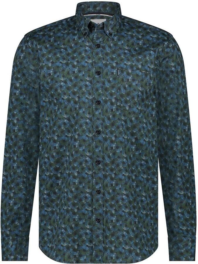 State Of Art Overhemd Lange Mouw Overhemd Poplin Print Navy Groen
