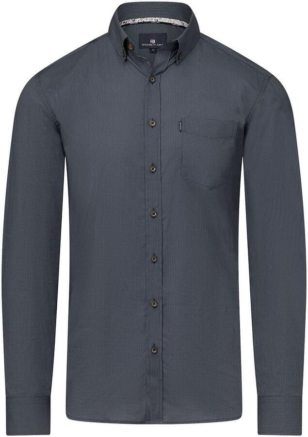 State of Art Overhemd Print Blauw Grijs