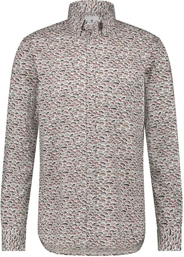 State of Art slim fit overhemd met all over print wit brique - Foto 2
