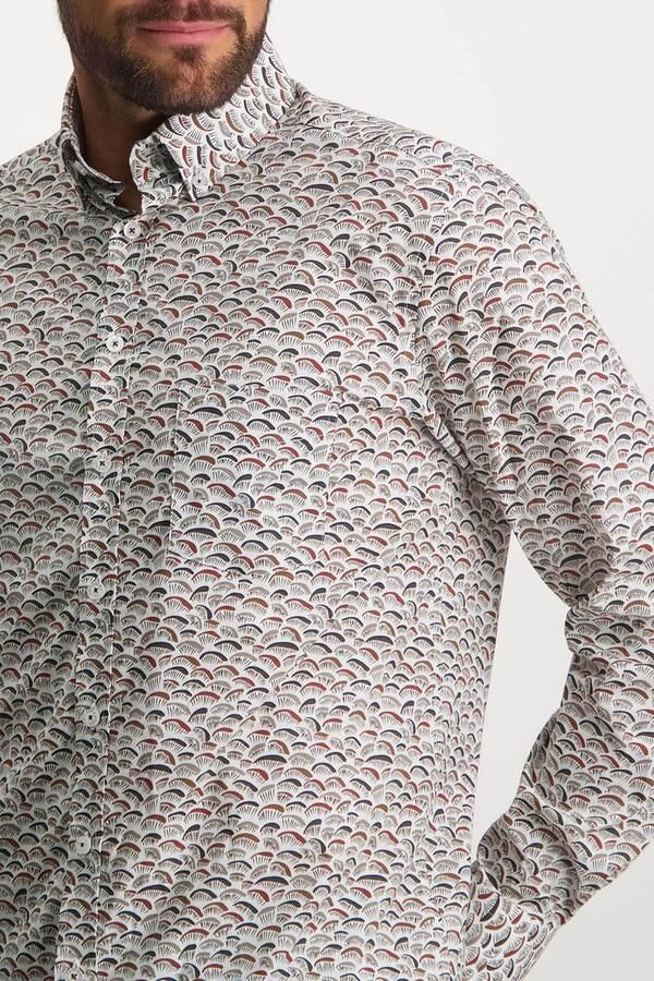 State of Art slim fit overhemd met all over print wit brique - Foto 3