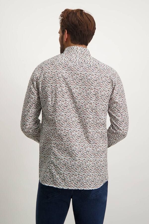State of Art slim fit overhemd met all over print wit brique - Foto 4