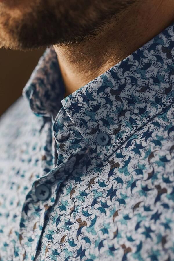 State Of Art Overhemd Lange Mouw Overhemd Print Swirls Groen - Foto 2