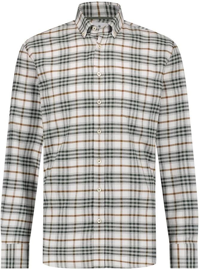 State of Art casual overhemd wijde fit beige geruit katoen - Foto 3