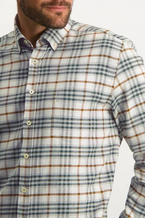 State of Art casual overhemd wijde fit beige geruit katoen - Foto 2