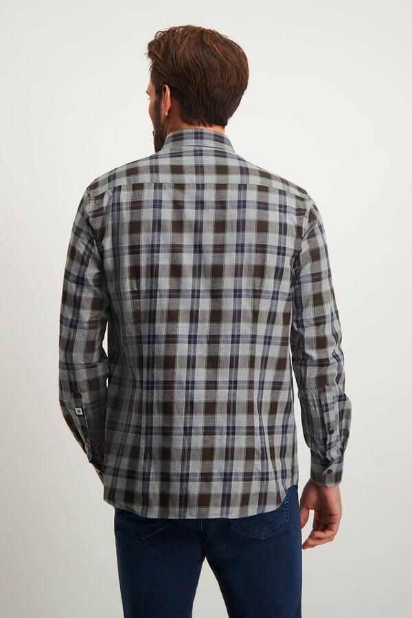 State of Art geruit regular fit overhemd zilvergrijs donkerbruin - Foto 2