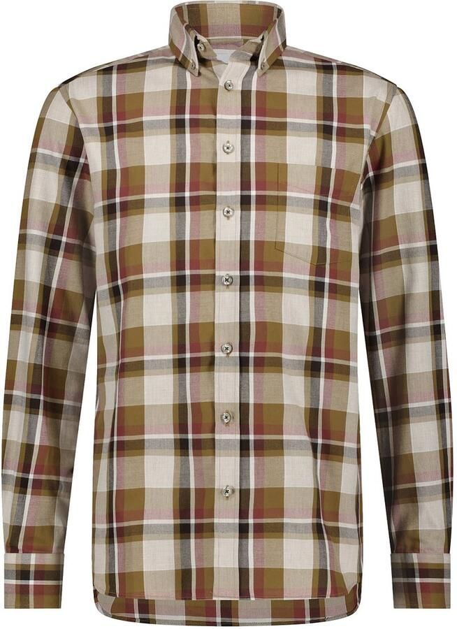 State of Art casual overhemd wijde fit bordeaux geruit katoen
