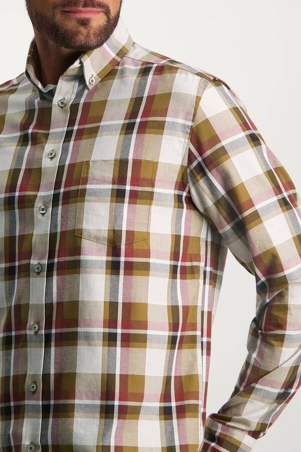 State of Art casual overhemd wijde fit bordeaux geruit katoen - Foto 2