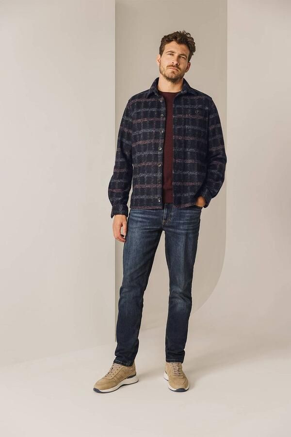 State Of Art Fleece Jack Overshirt Wolblend Ruit Navy - Foto 2