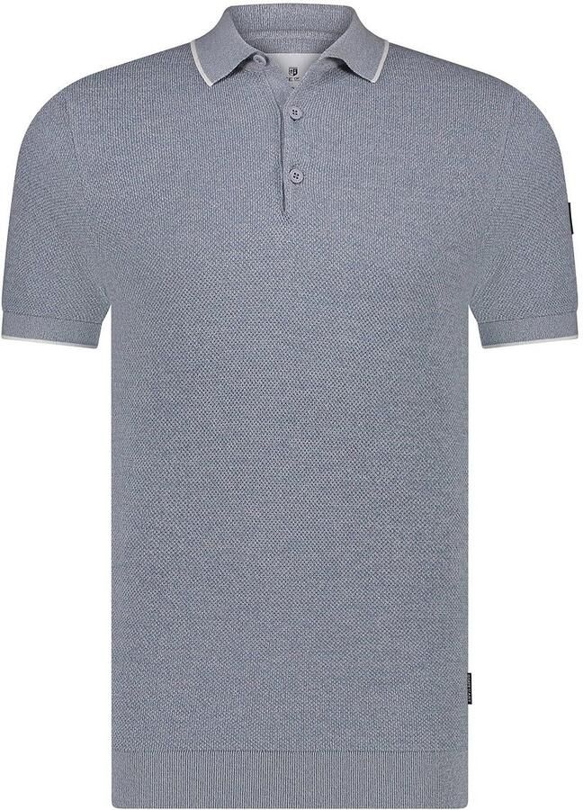 State of Art regular polo gebreid grijsblauw - Foto 4
