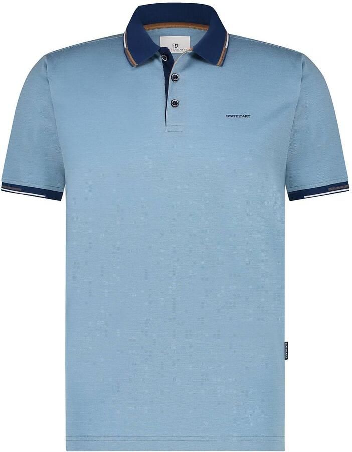 State of Art Polo Shirt Korte Mouw Lichtblauw Blue Heren