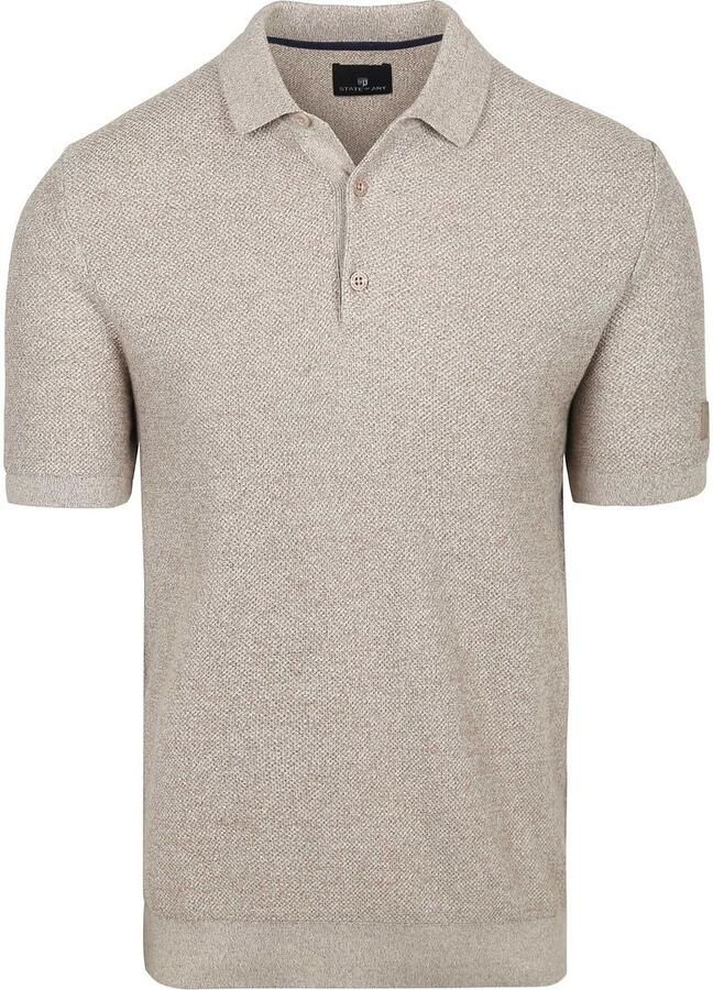 State of Art regular polo taupe fijn gebreid - Foto 3