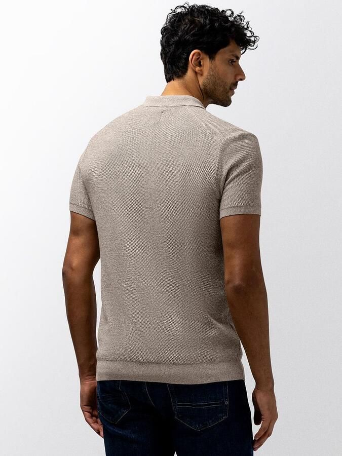 State of Art regular polo taupe fijn gebreid - Foto 6