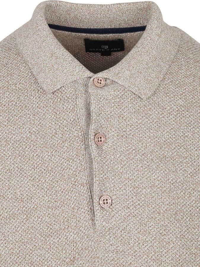 State of Art regular polo taupe fijn gebreid - Foto 7