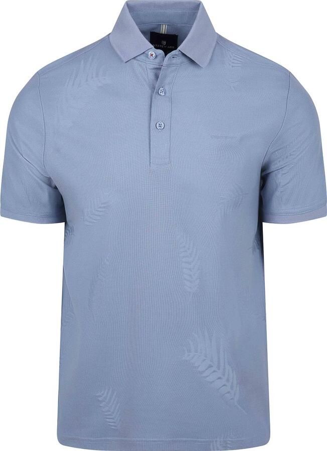 State of Art Polo Piqué Leafs Lichtblauw