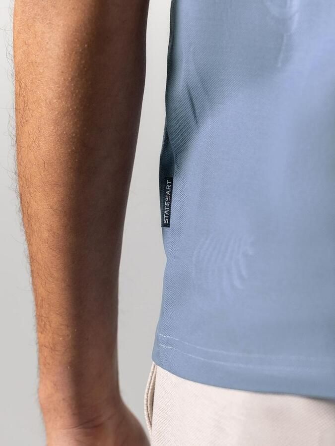 State of Art Polo Piqué Leafs Lichtblauw - Foto 4