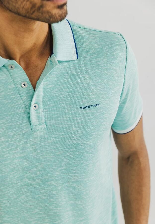 State Of Art T-shirt Polo Slubmelange Lichtblauw - Foto 4