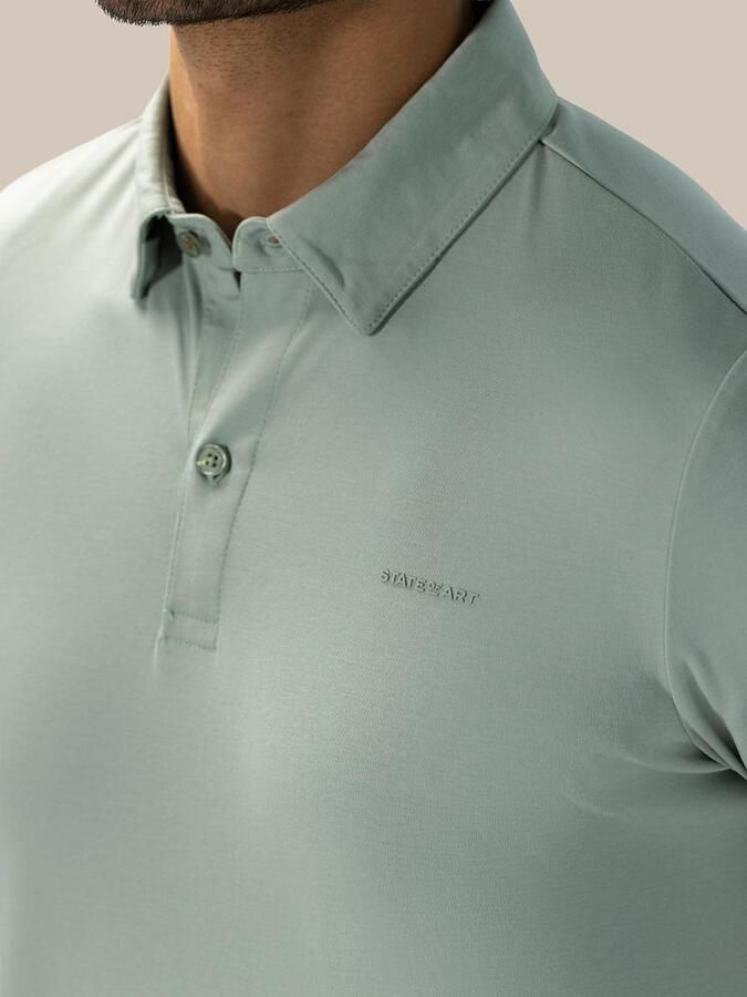 State Of Art Polo Shirt Korte Mouw Poloshirt Jersey Interlock Jade - Foto 4