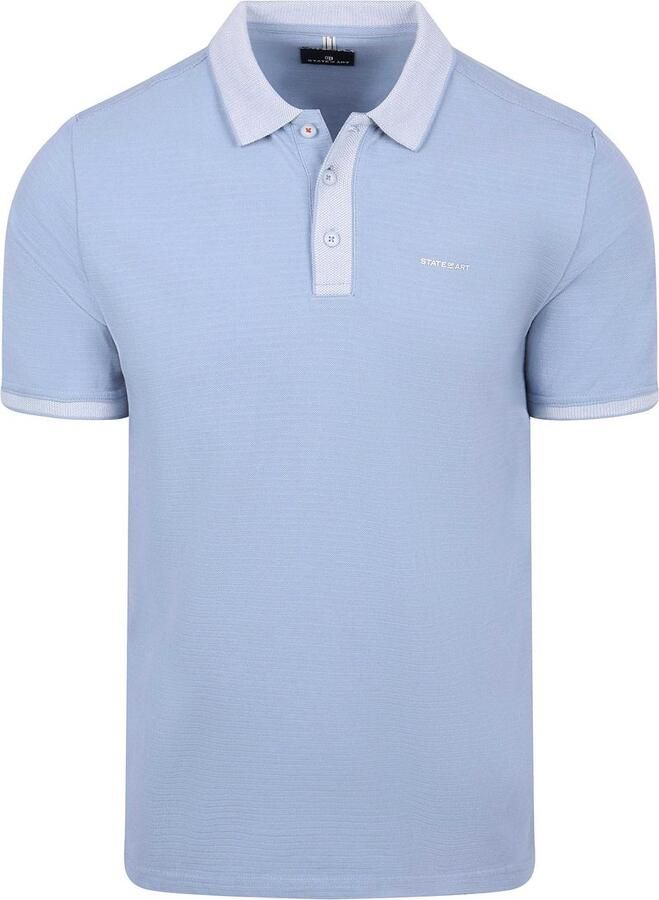 State Of Art Polo Shirt Korte Mouw Poloshirt Jersey Ribbed Contrast Blauw - Foto 4