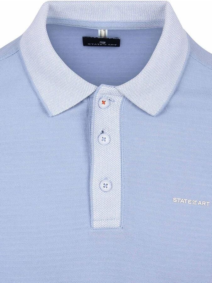 State Of Art Polo Shirt Korte Mouw Poloshirt Jersey Ribbed Contrast Blauw - Foto 6