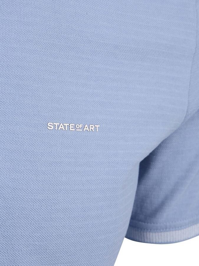 State Of Art Polo Shirt Korte Mouw Poloshirt Jersey Ribbed Contrast Blauw - Foto 7