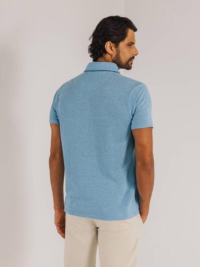 State Of Art T-shirt Poloshirt Piqué Melange Lichtblauw - Foto 2